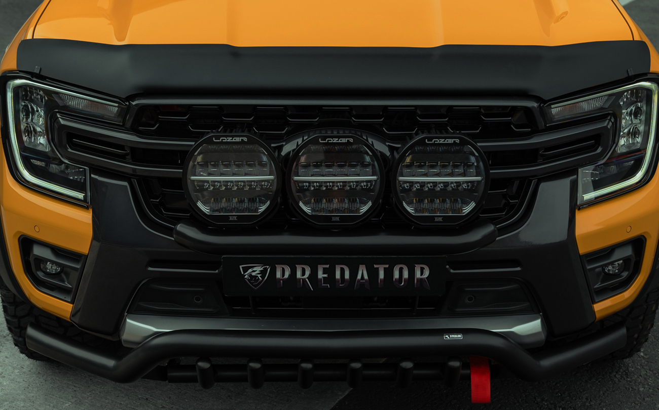 Cyber orange Ford Ranger Lazer Lamps grille integration kit