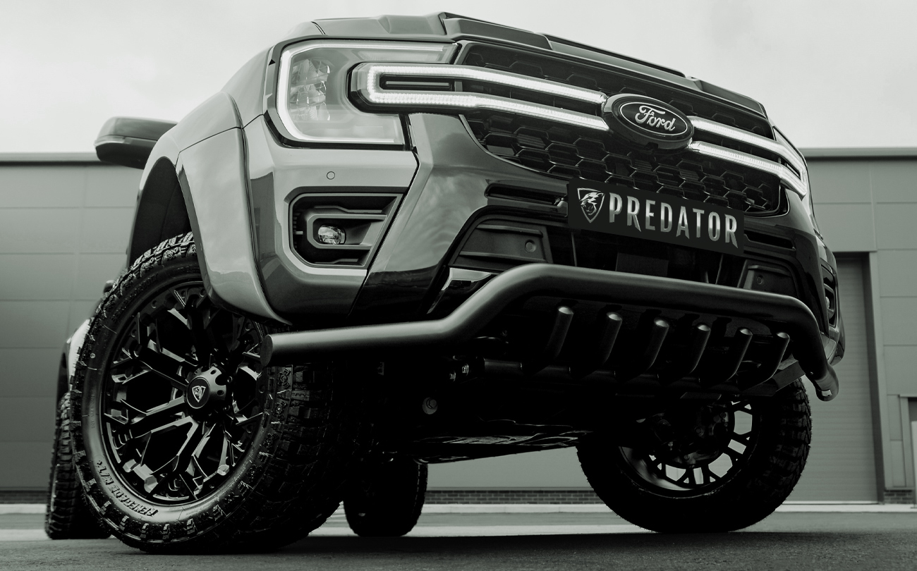 Predator night hawk LED grille with spoiler bar with axle bars